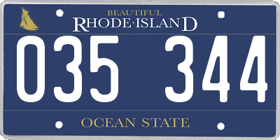 RI license plate 035344