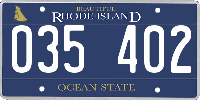 RI license plate 035402