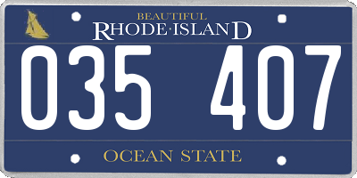 RI license plate 035407