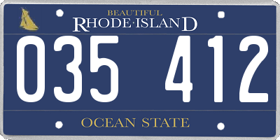 RI license plate 035412