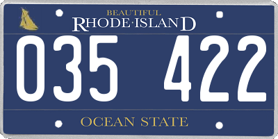 RI license plate 035422
