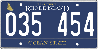 RI license plate 035454
