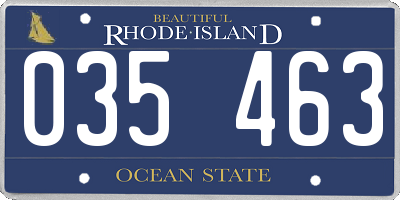 RI license plate 035463