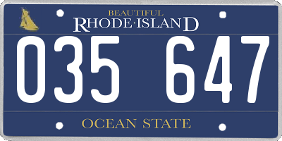 RI license plate 035647