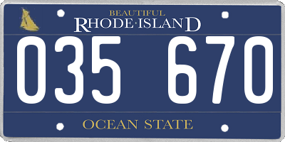 RI license plate 035670