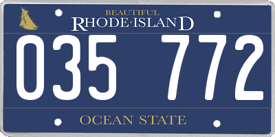RI license plate 035772