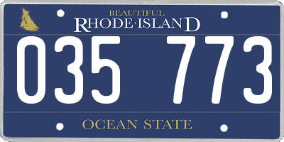 RI license plate 035773