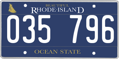 RI license plate 035796