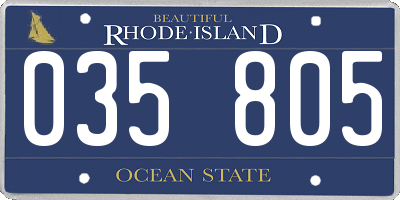 RI license plate 035805