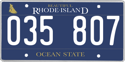 RI license plate 035807