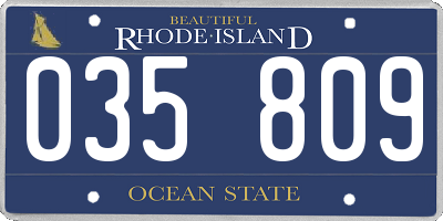 RI license plate 035809