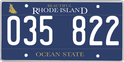 RI license plate 035822