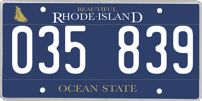 RI license plate 035839
