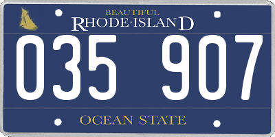 RI license plate 035907