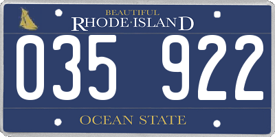 RI license plate 035922