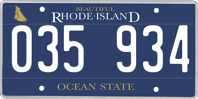 RI license plate 035934