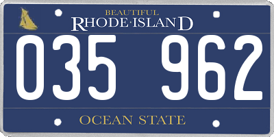 RI license plate 035962