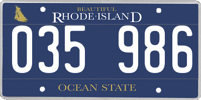 RI license plate 035986