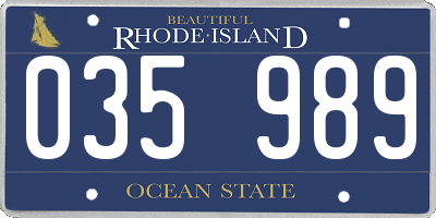 RI license plate 035989