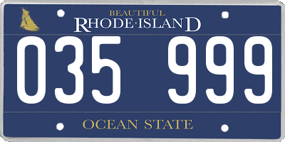 RI license plate 035999