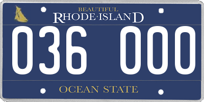 RI license plate 036000