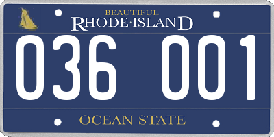 RI license plate 036001