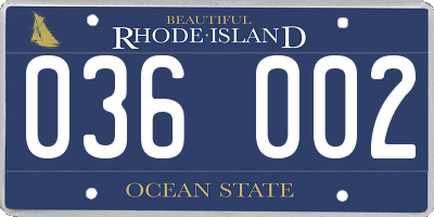 RI license plate 036002