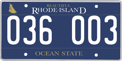 RI license plate 036003
