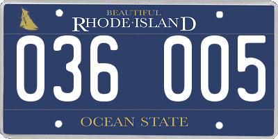 RI license plate 036005
