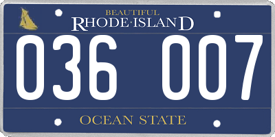 RI license plate 036007
