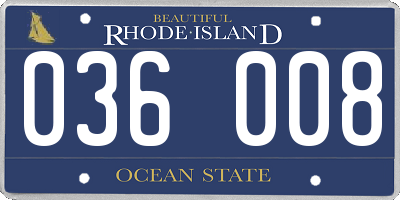 RI license plate 036008