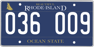 RI license plate 036009