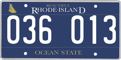 RI license plate 036013
