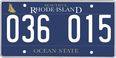 RI license plate 036015