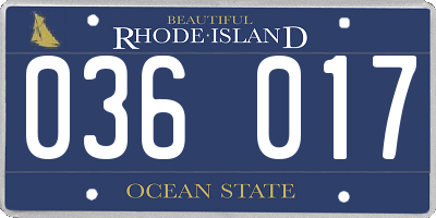 RI license plate 036017