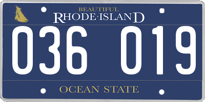 RI license plate 036019