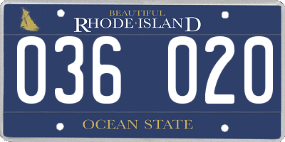 RI license plate 036020