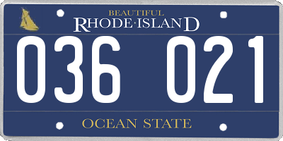 RI license plate 036021