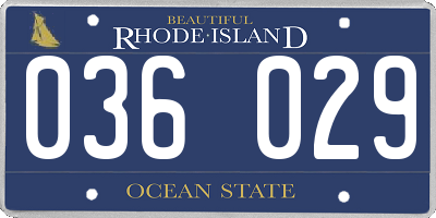 RI license plate 036029