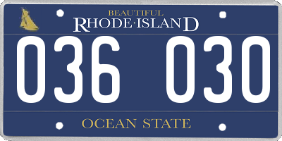 RI license plate 036030
