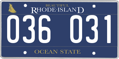 RI license plate 036031