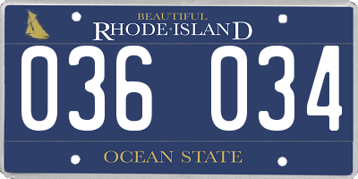 RI license plate 036034