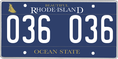 RI license plate 036036