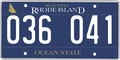 RI license plate 036041