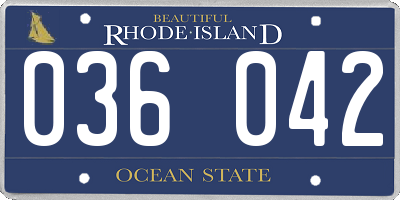 RI license plate 036042