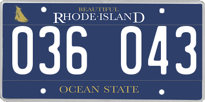 RI license plate 036043
