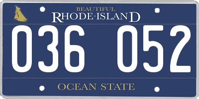 RI license plate 036052