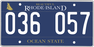 RI license plate 036057