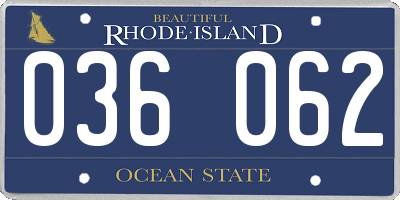 RI license plate 036062