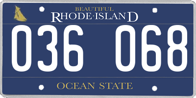 RI license plate 036068